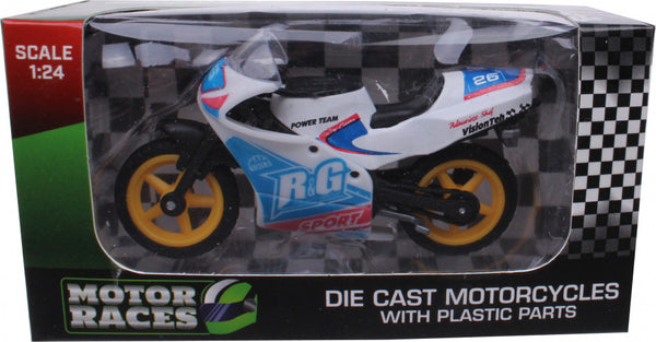 motor Super Bike 26 junior 1:24 die-cast wit/geel