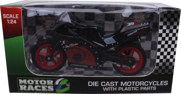 motor Super Bike 28 junior 1:24 die-cast zwart/rood