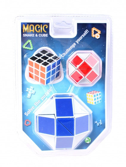 puzzel Magische kubus en slang 3-delig blauw