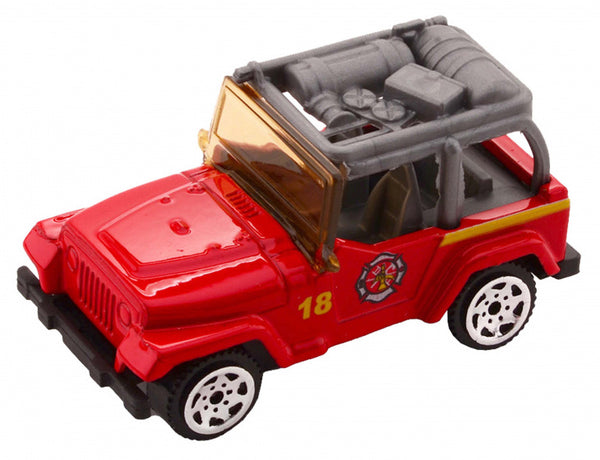schaalmodel jeep 1:64 rood 7 cm