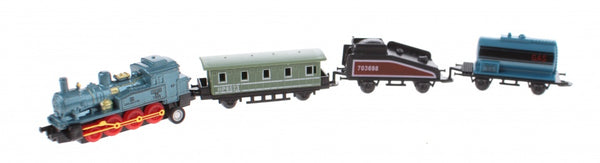 speelgoedtrein met drie wagons 7 cm blauw