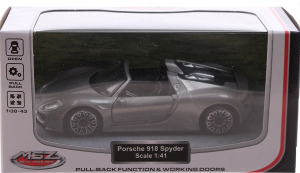 sportauto schaalmodel 1:41 8 cm Porsche grijs