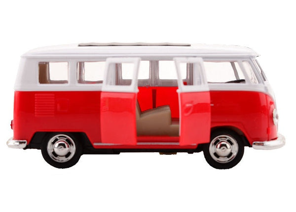 Volkswagen Bus T1 1:38 die-cast pull back rood