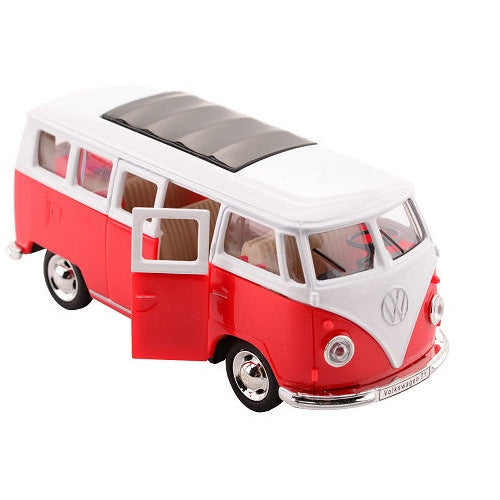 Volkswagen Bus T1 1:30 die-cast pull back rood