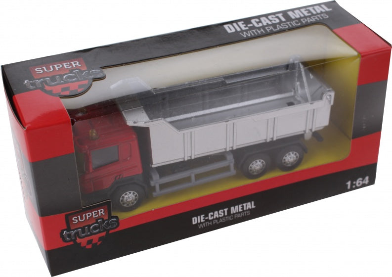 vrachtwagen Super Cars 1:64 zilver/rood 14 cm
