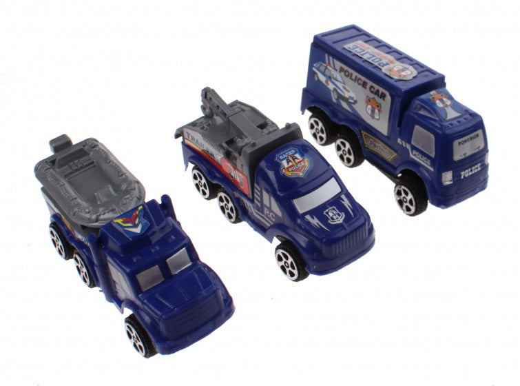 auto's bouw/politie/leger/brandweer 12-delig 8 cm