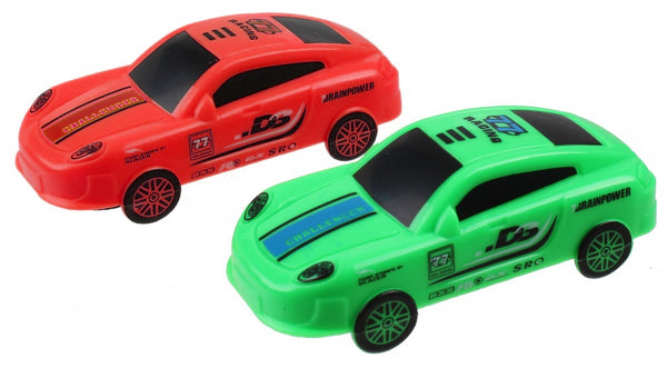 auto's Racing Running Down 7,5 cm rood/groen 2 stuks