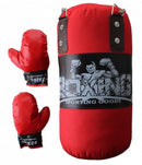 bokszak met 2 handschoenen junior rood/zwart