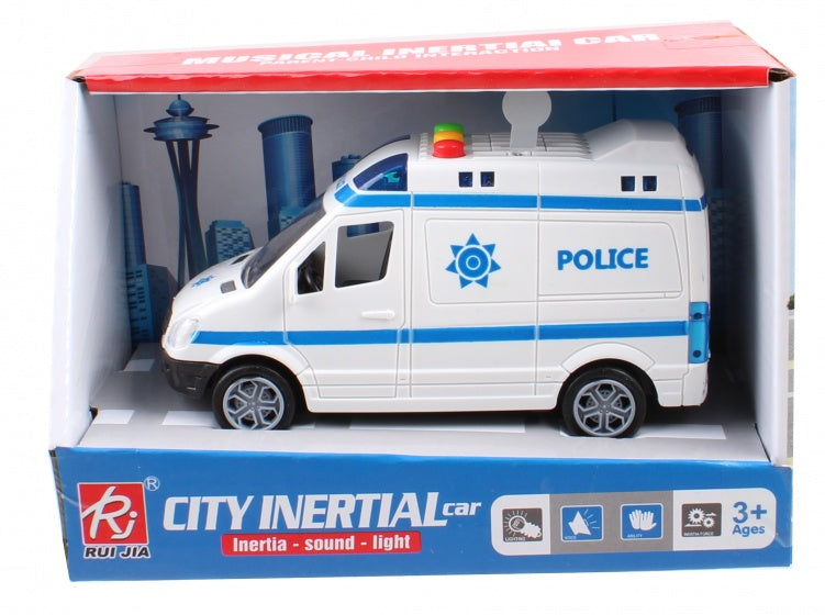 City Intertial politiewagen 14 cm wit/blauw