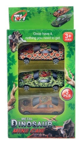 dinosaurus mini auto 3 stuks 7,5 cm multicolor