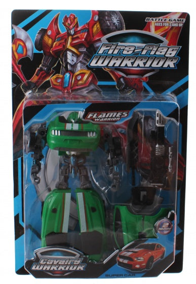 Flames Warrior transformer jongens auto groen 18 cm