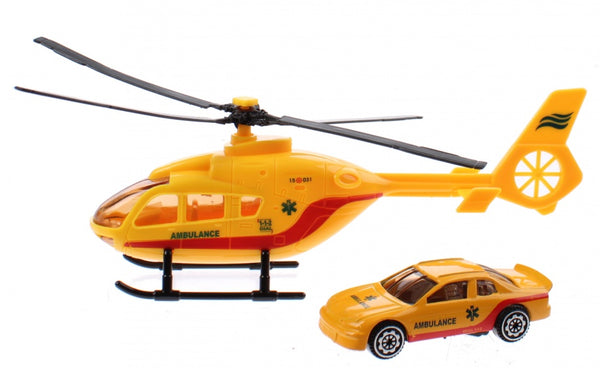 helikopter reddingsdienst diecast 18 cm geel 2-delig