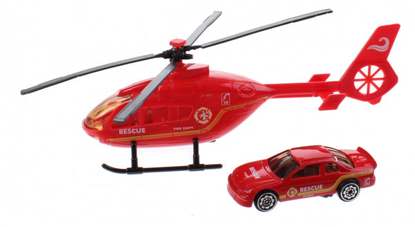 helikopter reddingsdienst diecast 18 cm rood 2-delig