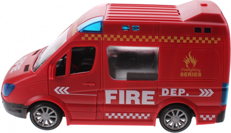 brandweerbus met licht en geluid rood 21 cm