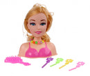 kaphoofd roze met blond haar 15 cm 7-delig