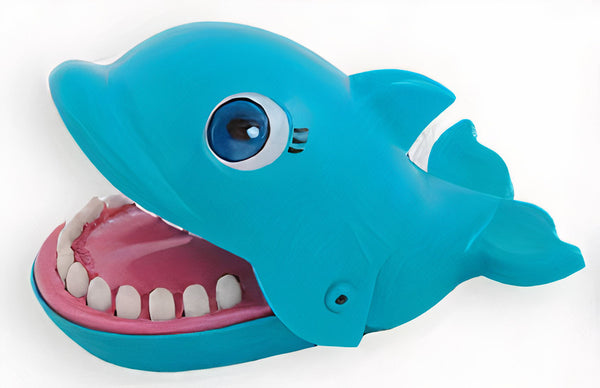 kinderspel bijtende dolfijn junior 20 cm blauw
