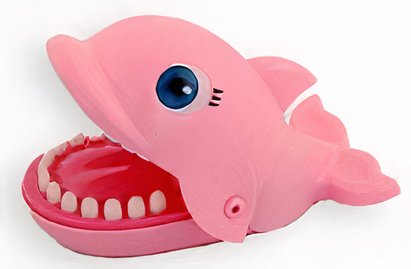 kinderspel bijtende dolfijn junior 20 cm roze