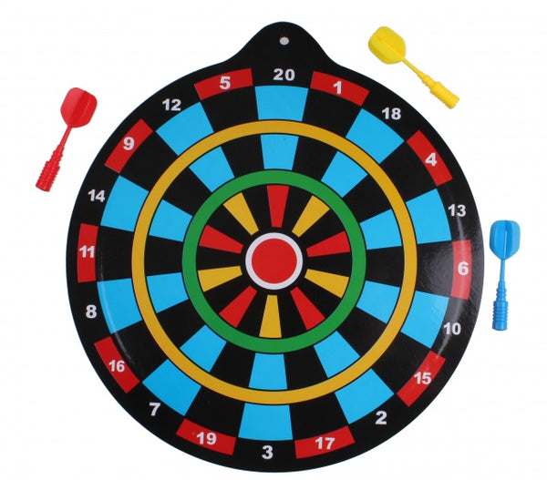 magnetisch dartbord 25 cm met 3 pijlen zwart/blauw