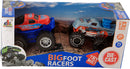 monstertruck Bigfoot 7 cm die-cast rood/grijs 2 stuks