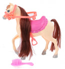 paard met zadel en hoofdstel crème 14,5 cm