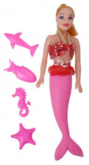 Pop zeemeermin met accessoires 26 cm rood/roze