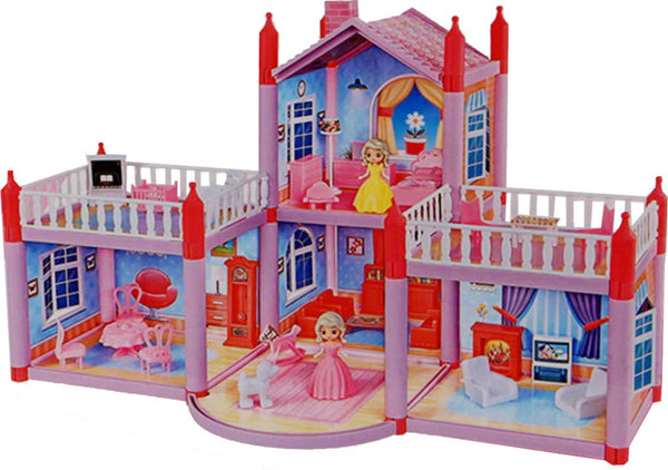 poppenhuis meisjes 45,5 x 31 cm paars/rood 2-delig