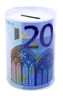 spaarpot 20 euro 12 x 8,5 cm aluminium wit/blauw