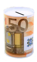 spaarpot 50 euro 12 x 8,5 cm aluminium wit/oranje