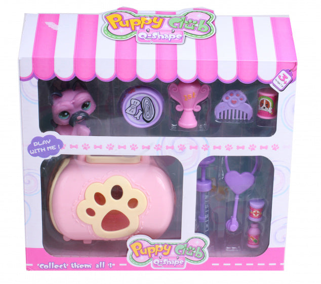 speelset Puppy Club junior fuchsia 10-delig