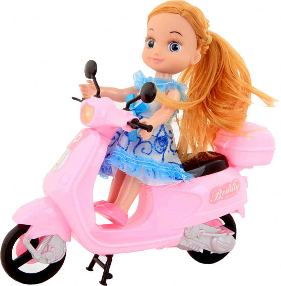tienerpop Beauty Motorcycle 22 cm roze/blauw
