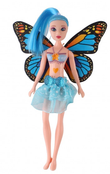 tienerpop met vleugels Fairy Princess 20 cm blauw