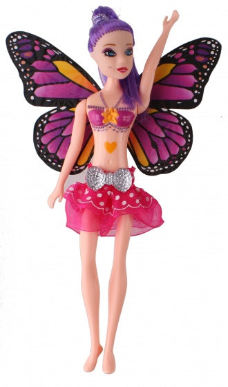 tienerpop met vleugels Fairy Princess 20 cm paars