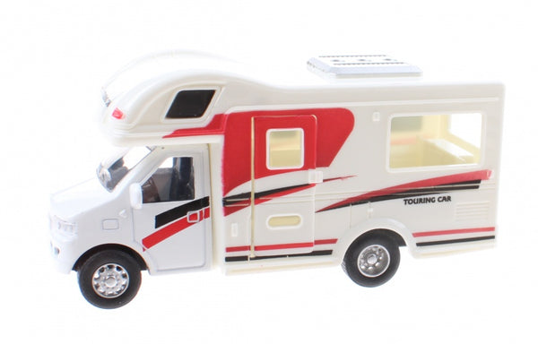 Touring Car camper 12,5 cm diecast wit/rood