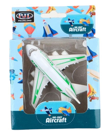 vliegtuig 10 cm die-cast wit/groen