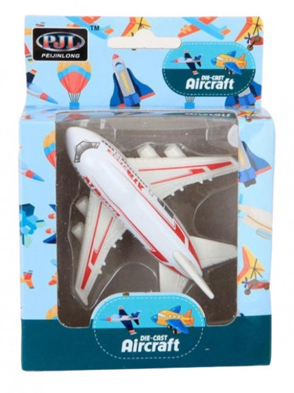 vliegtuig 10 cm die-cast wit/rood