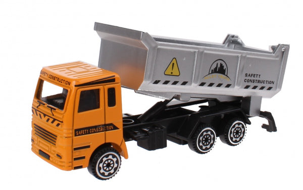 vrachtwagen met bak die-cast 11 cm oranje/zilver