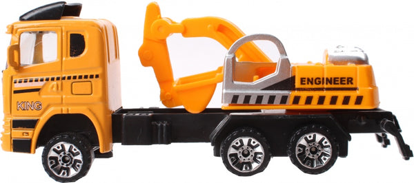vrachtwagen met graafmachine jongens 12 cm geel