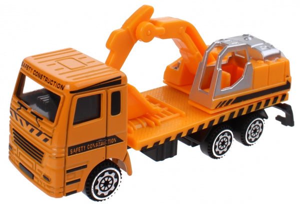 vrachtwagen met kraan die-cast 11 cm oranje/zilver