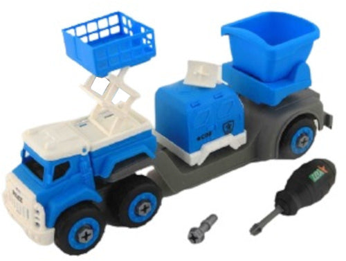 vrachtwagen Police Assemble junior 27 cm blauw 2-delig