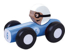 houten raceauto 9 cm blauw