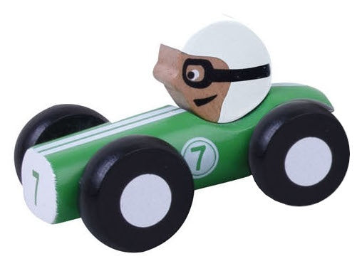 houten raceauto 9 cm groen