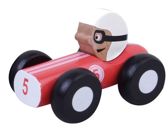 houten raceauto 9 cm rood