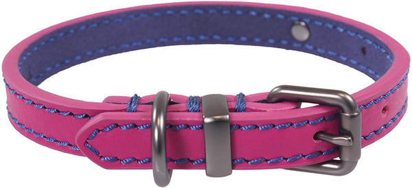 JOULES HALSBAND HOND LEER ROZE 45,5-56X3,8 CM