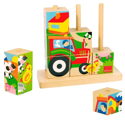 blokkenpuzzel Boerderij junior hout 9-delig