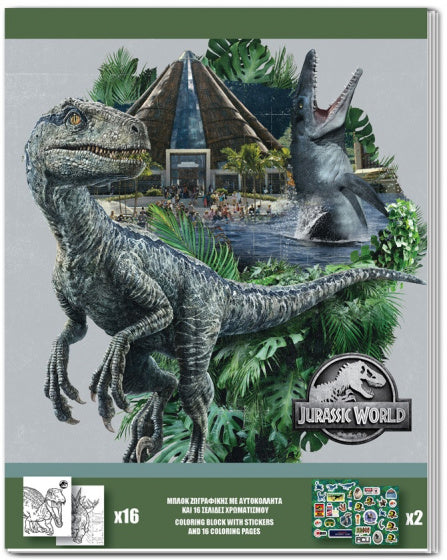 sticker- en kleurboek 25 cm papier grijs/groen