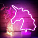eenhoornlamp neonverlichting 31 cm roze