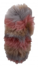 sleutelhanger fluffy roze met beige 15 cm