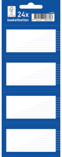 boeketiketten junior papier blauw/wit 7,5 x 5 cm 24 stuks