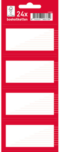 boeketiketten junior papier rood/wit 7,5 x 5 cm 24 stuks