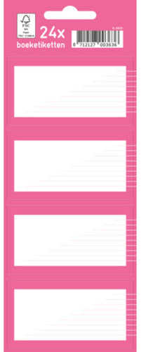 boeketiketten junior papier roze/wit 7,5 x 5 cm 24 stuks